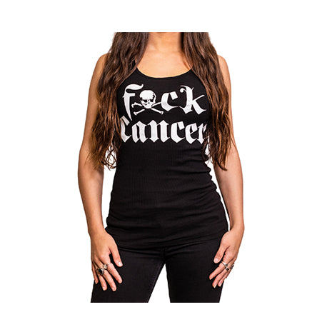 Fxck Cancer Black/White Ribbed Tank