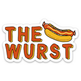The Wurst Funny Hotdog Vinyl Sticker