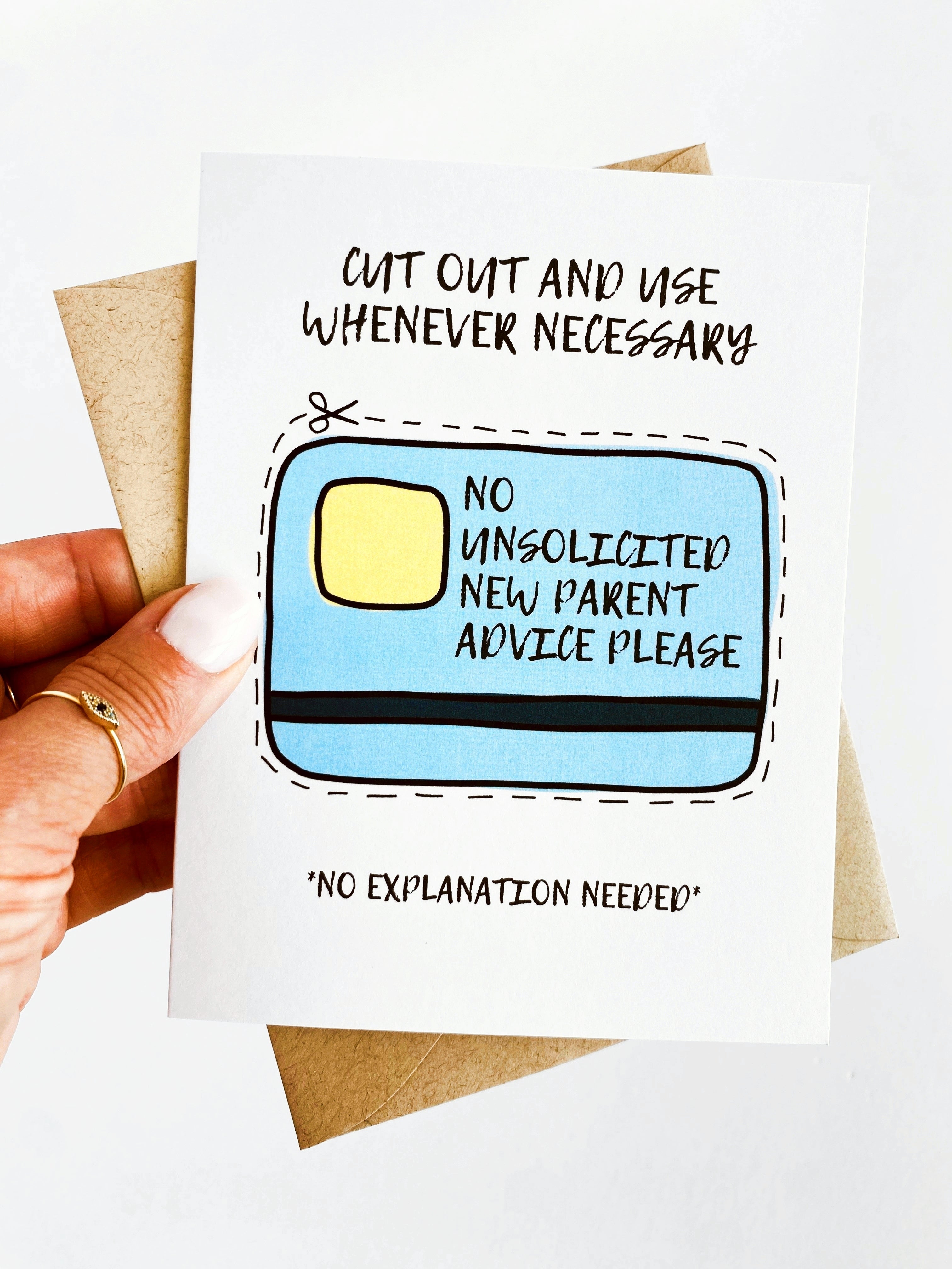 Baby Shower Card – Funny No Unsolicited Advice Card for New Parents