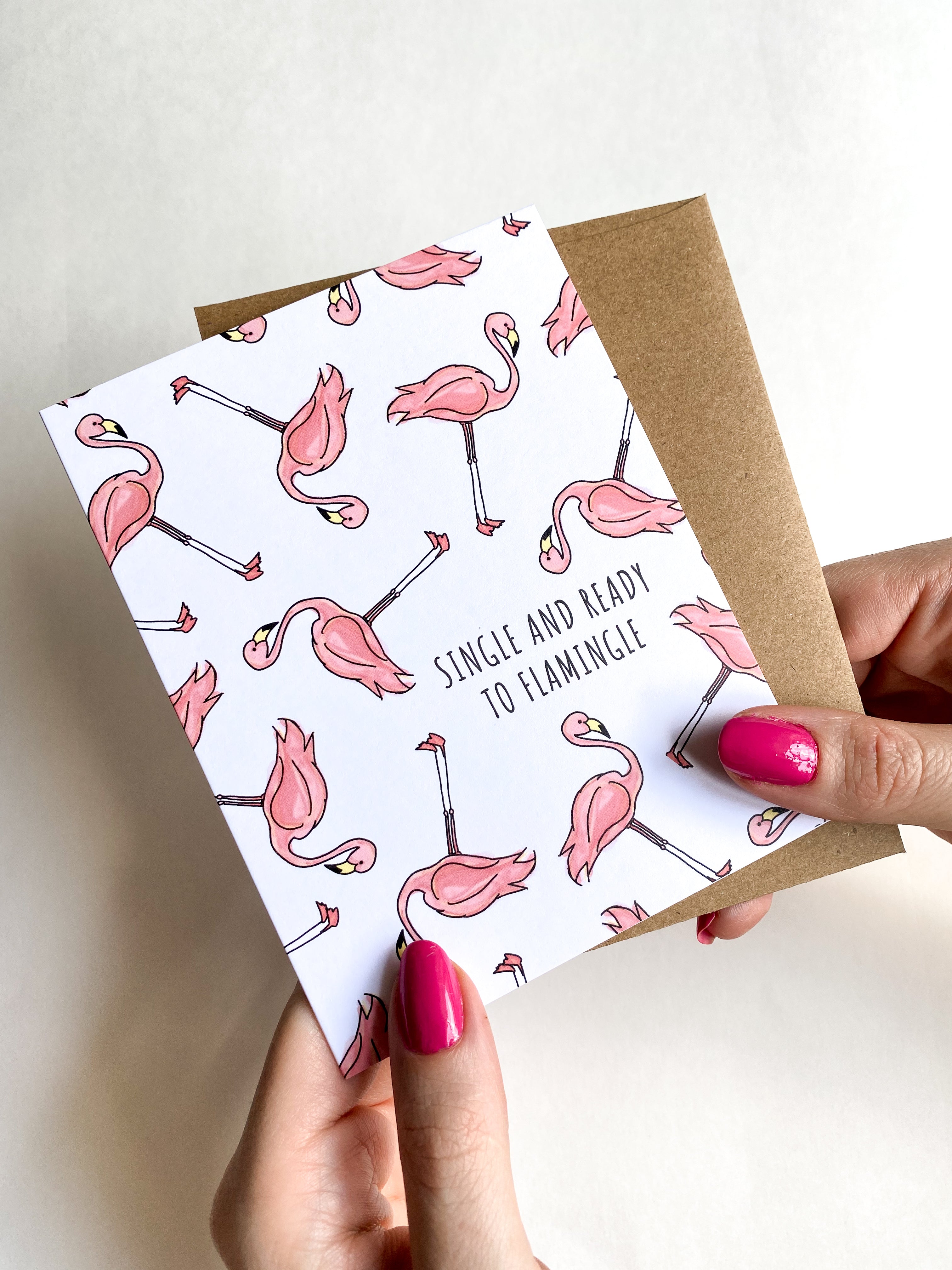Single Ready to Flamingle Card, Flamingo Valentines Card, Funny Galentines Card