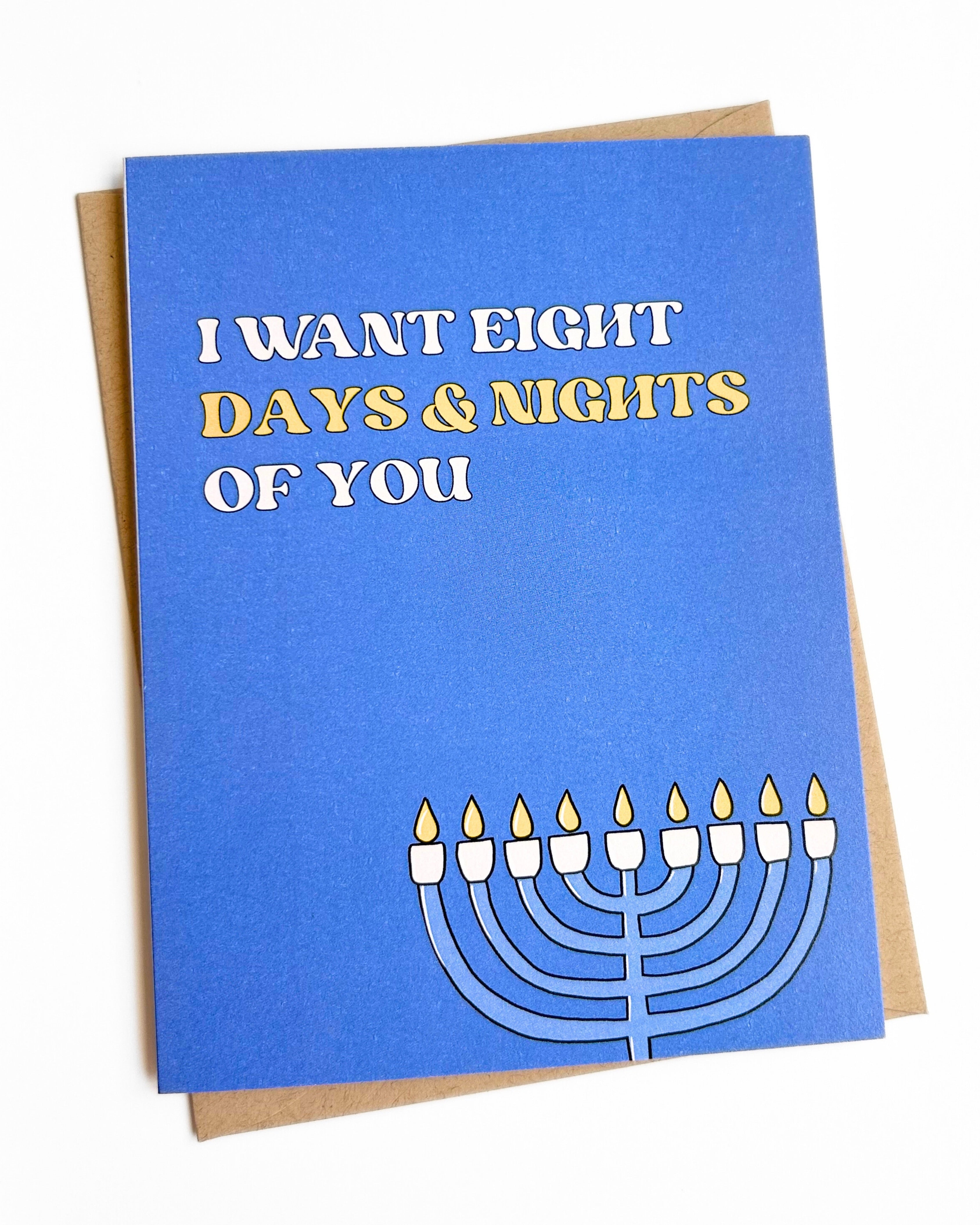 8 Days and Nights Funny Hanukkah Card for Couple Romantic