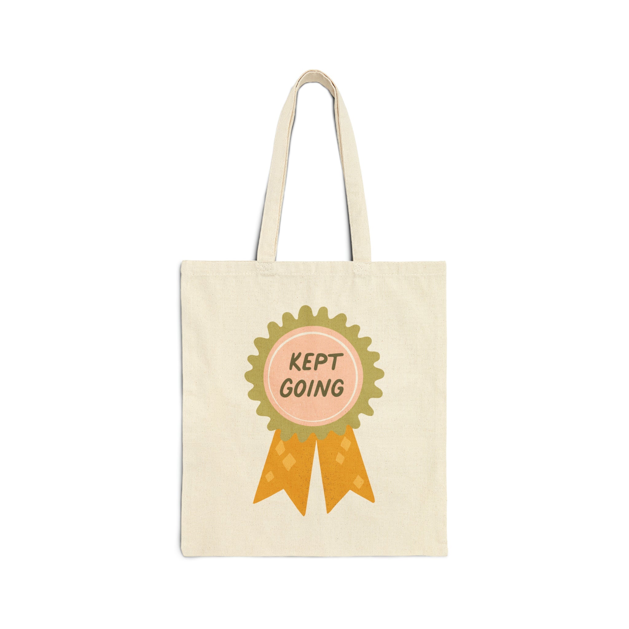 Kept Going Award Ribbon Cotton Canvas Tote Bag