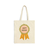 Kept Going Award Ribbon Cotton Canvas Tote Bag