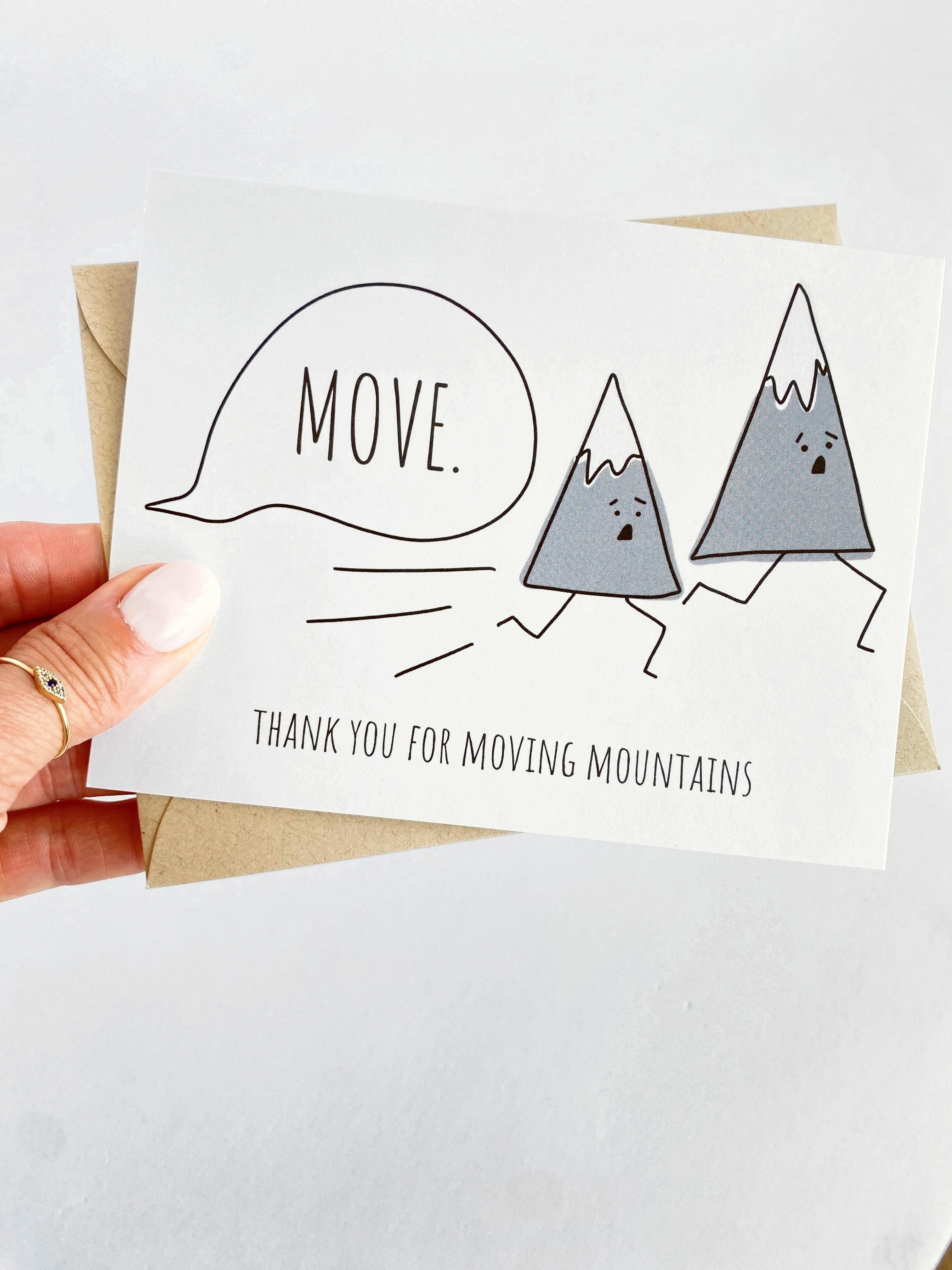 Move Mountains Thank You Card, Appreciation Card, Unique Thank You Card
