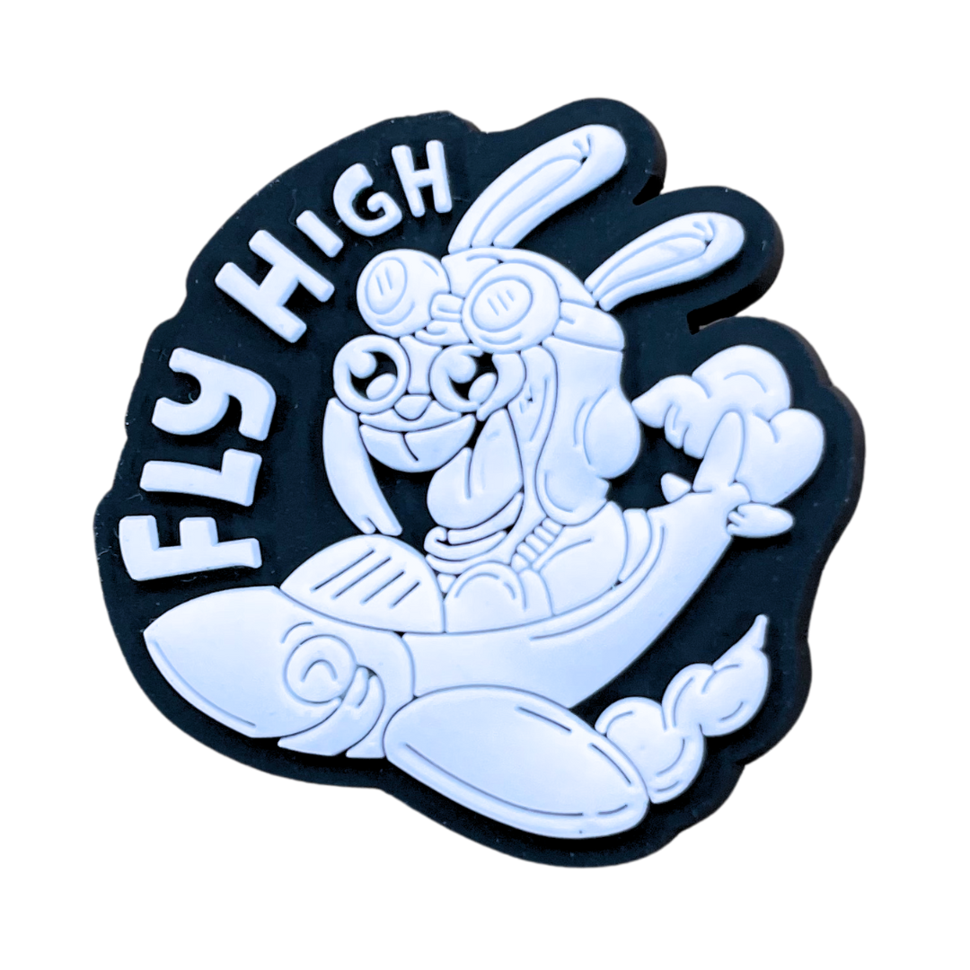 Fly High Bunny Plane Shoe Charm