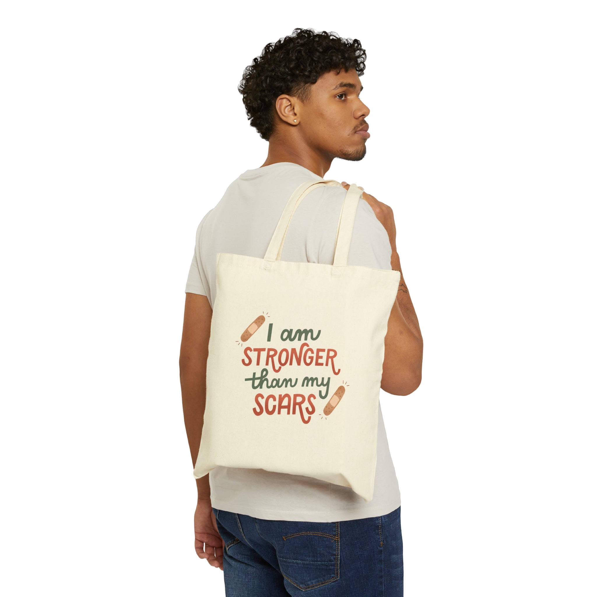 Stronger than my Scars Cotton Canvas Tote Bag