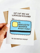 Funny Pregnancy Card – “No Unsolicited Pregnancy Advice” New Mom or Dad Card