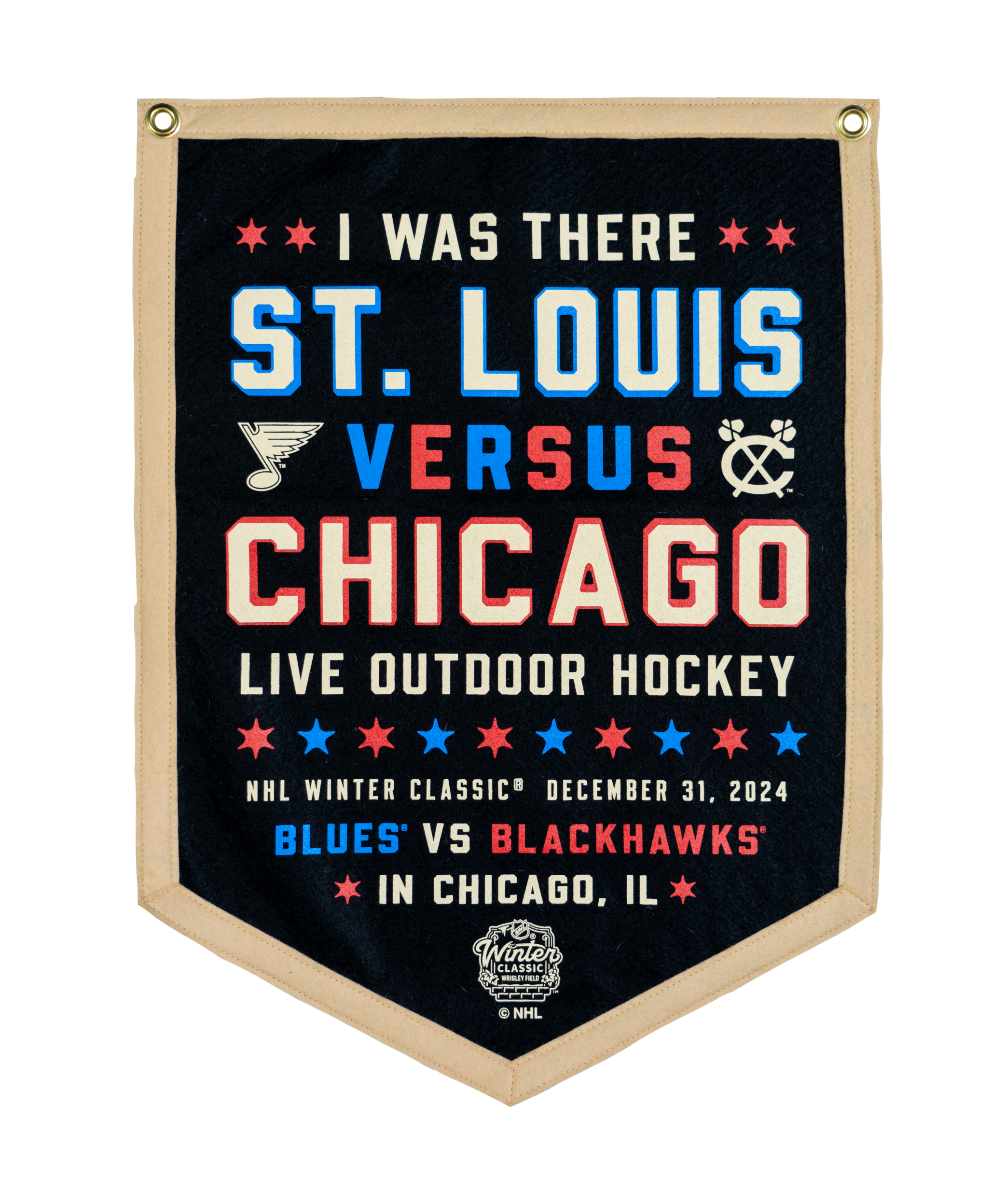 NHL Winter Classic® St Louis Blues Versus Chicago Blackhawks Camp Flag • NHL x Oxford Pennant