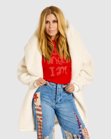 The Warrior Effect™ by Jill Martin Chenille Logo Sherpa Lounger Jacket