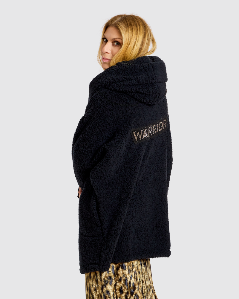 The Warrior Effect™ by Jill Martin Bedazzled Logo Sherpa Lounger Jacket