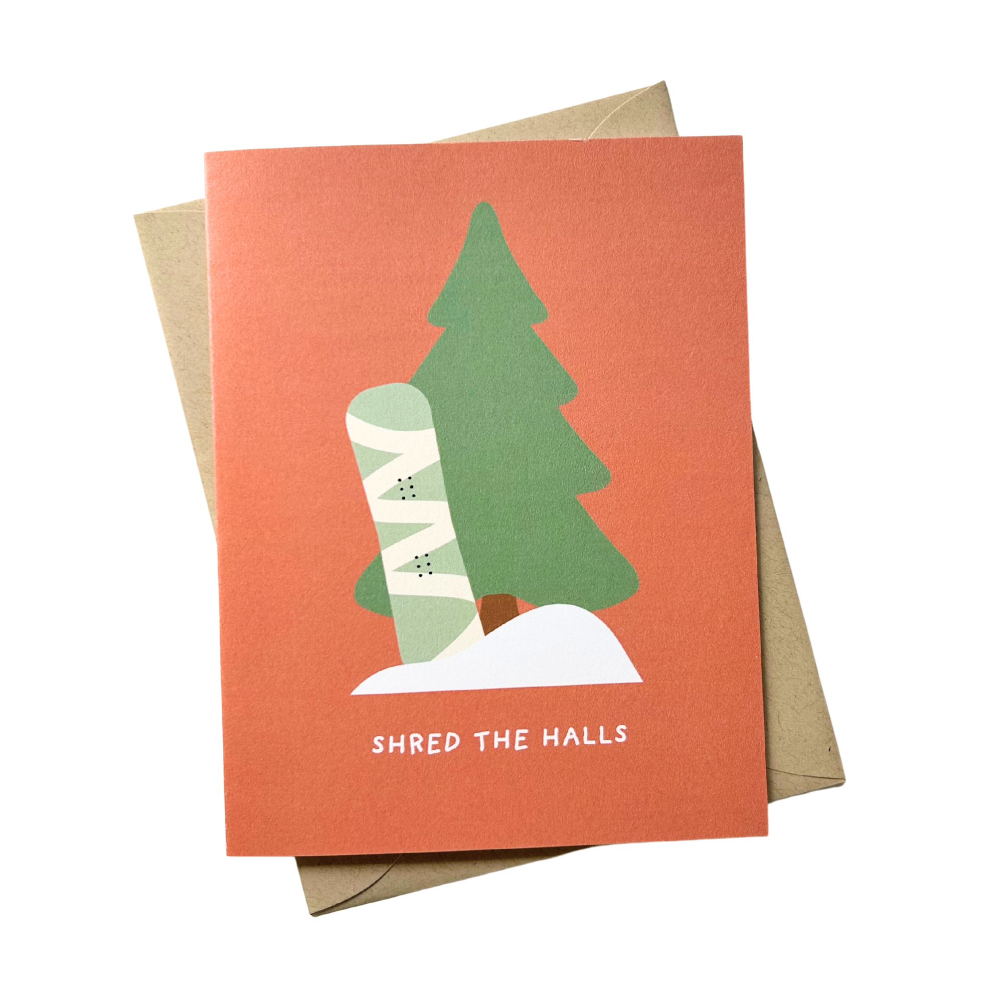 Shred the Halls Christmas Card – Funny Snowboard-Themed Holiday Greeting