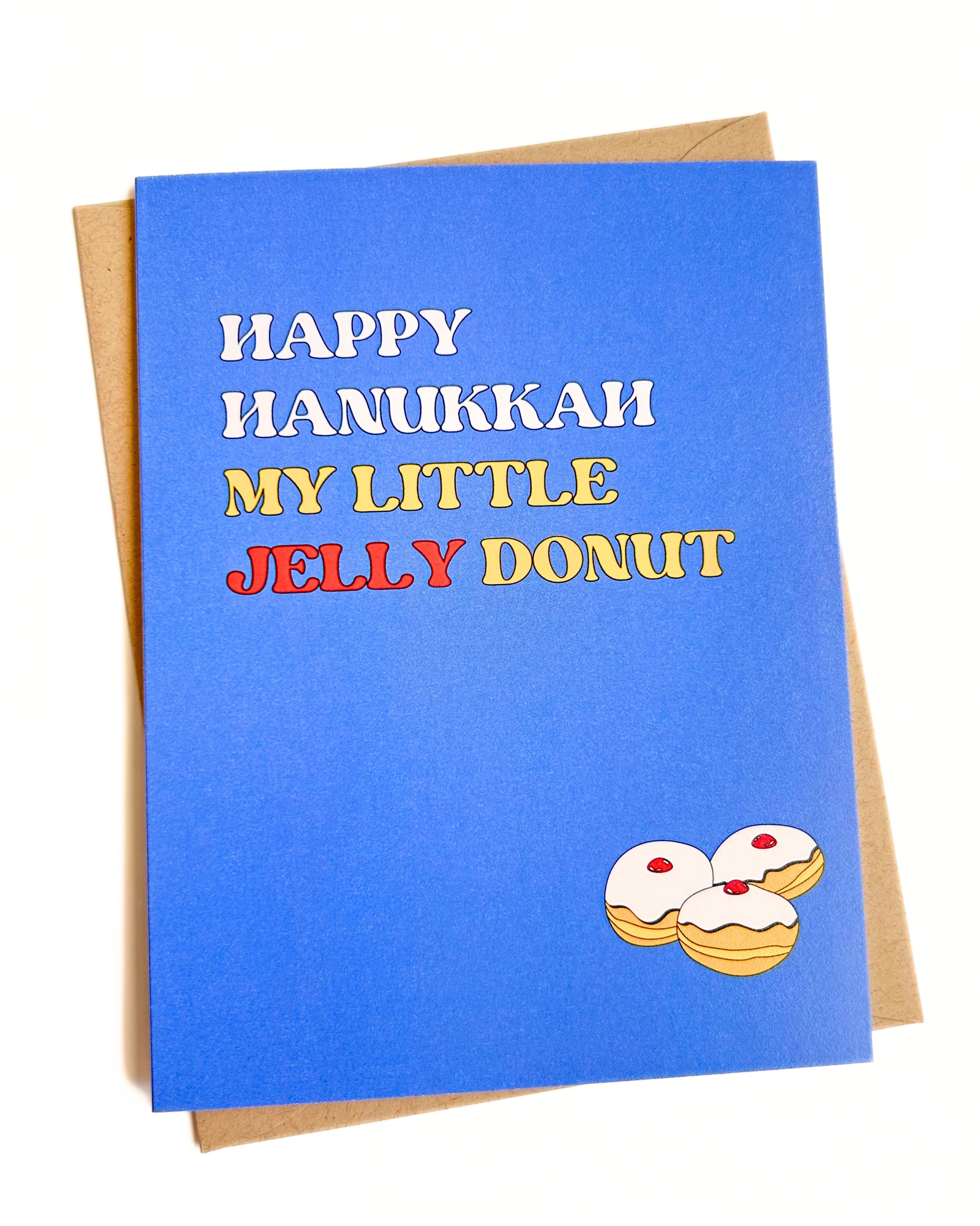 Jelly Donut Cute Hanukkah Card for Couples Romantic Holiday