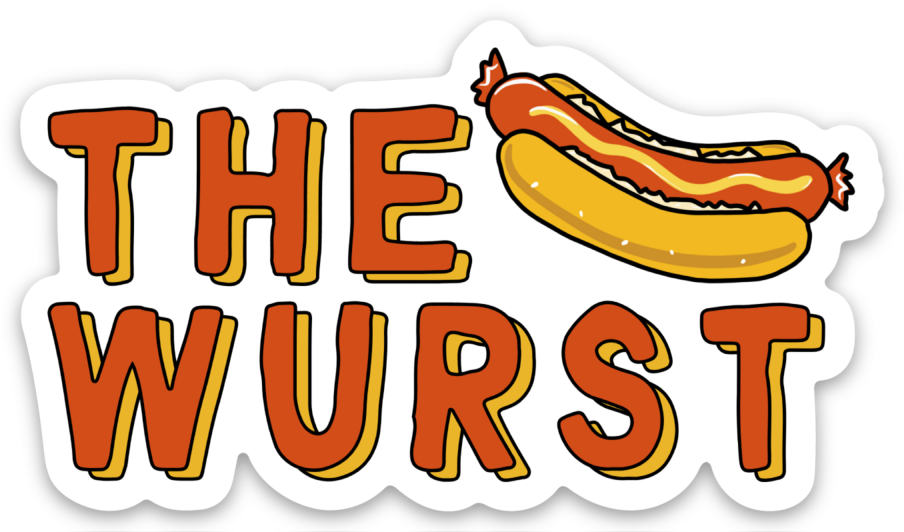 The Wurst Funny Hotdog Vinyl Sticker