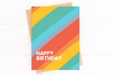 Happy Birthday Rainbow Stripes Birthday Card