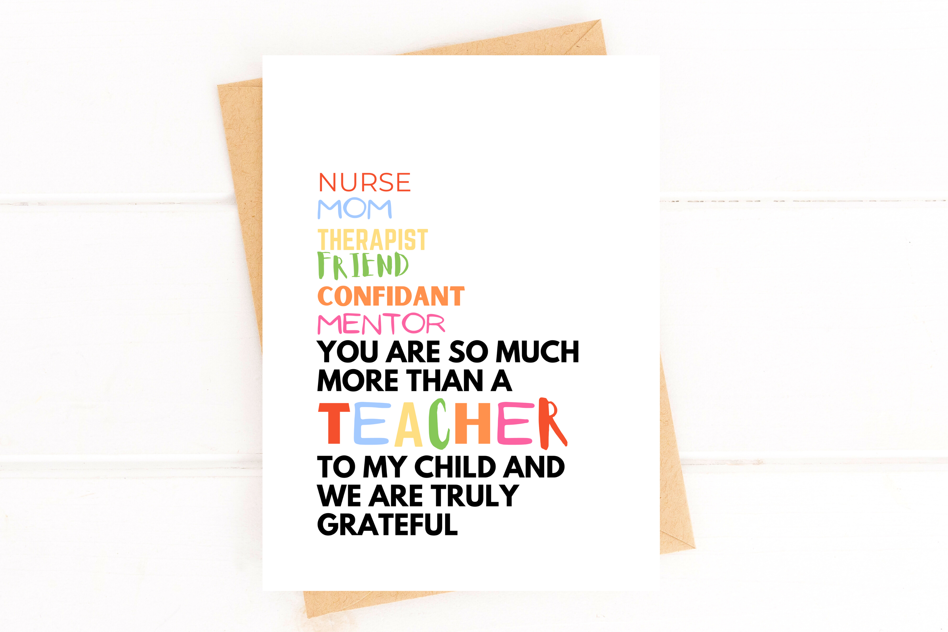 More Than A Teacher Card Back to School End of Year Card for Teacher