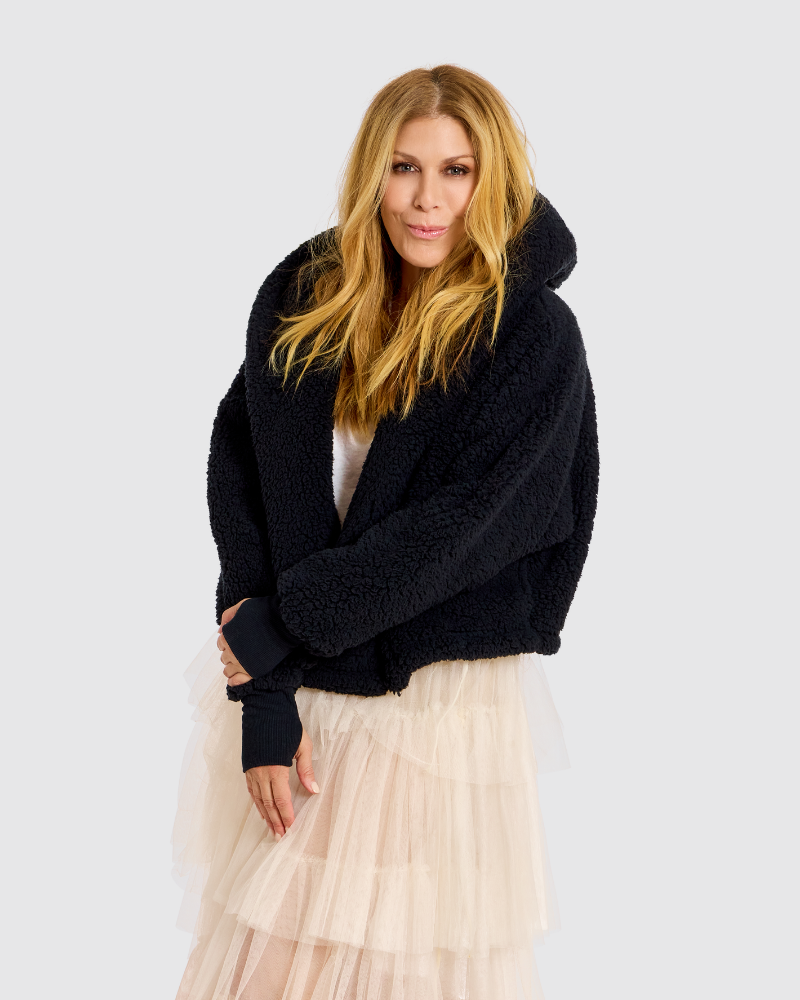 The Warrior Effect™ by Jill Martin Bedazzled Logo Cropped Sherpa Lounger Jacket
