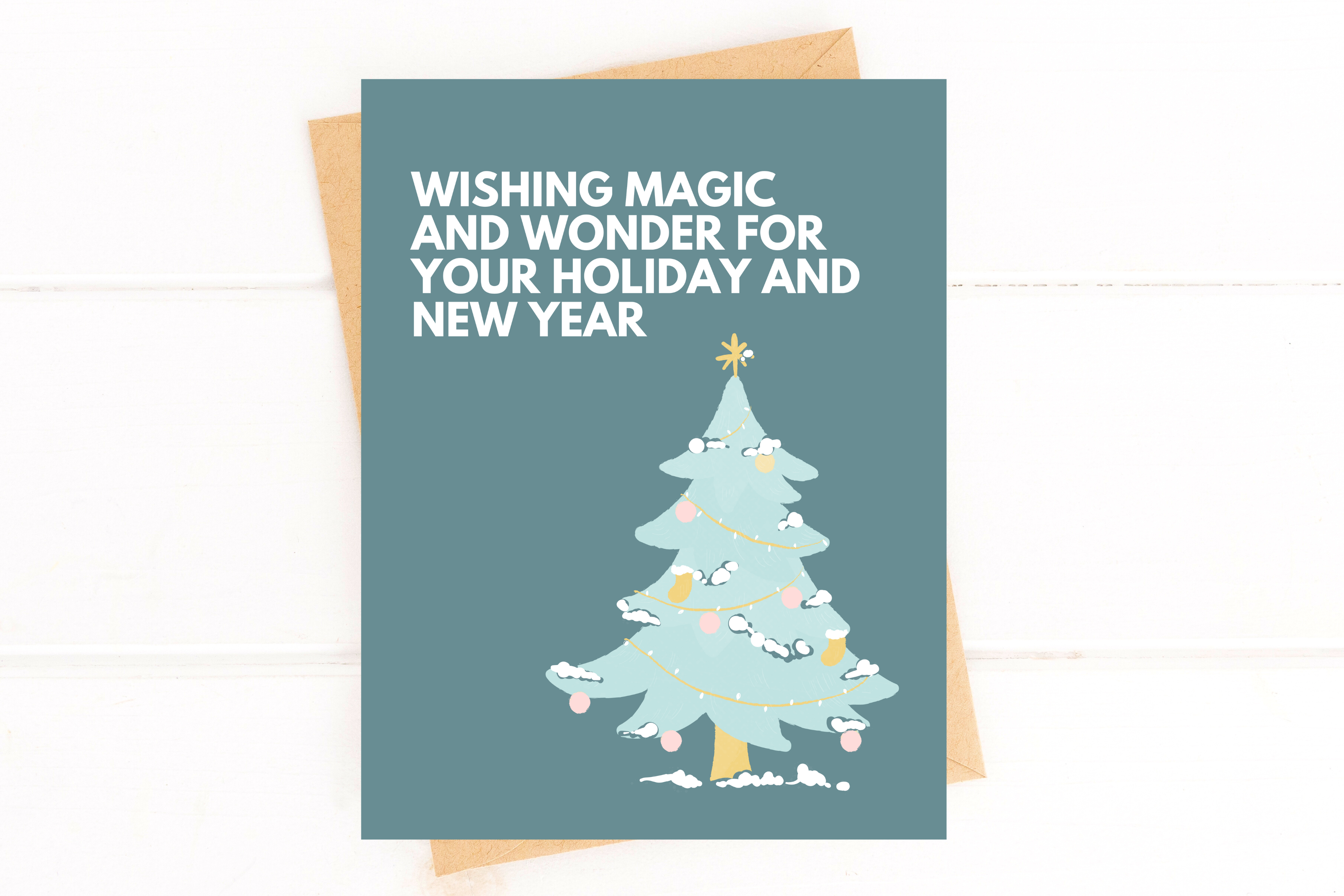 Wishing Magic and Wonder Holiday Christmas Tree Card
