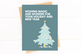 Wishing Magic and Wonder Holiday Christmas Tree Card