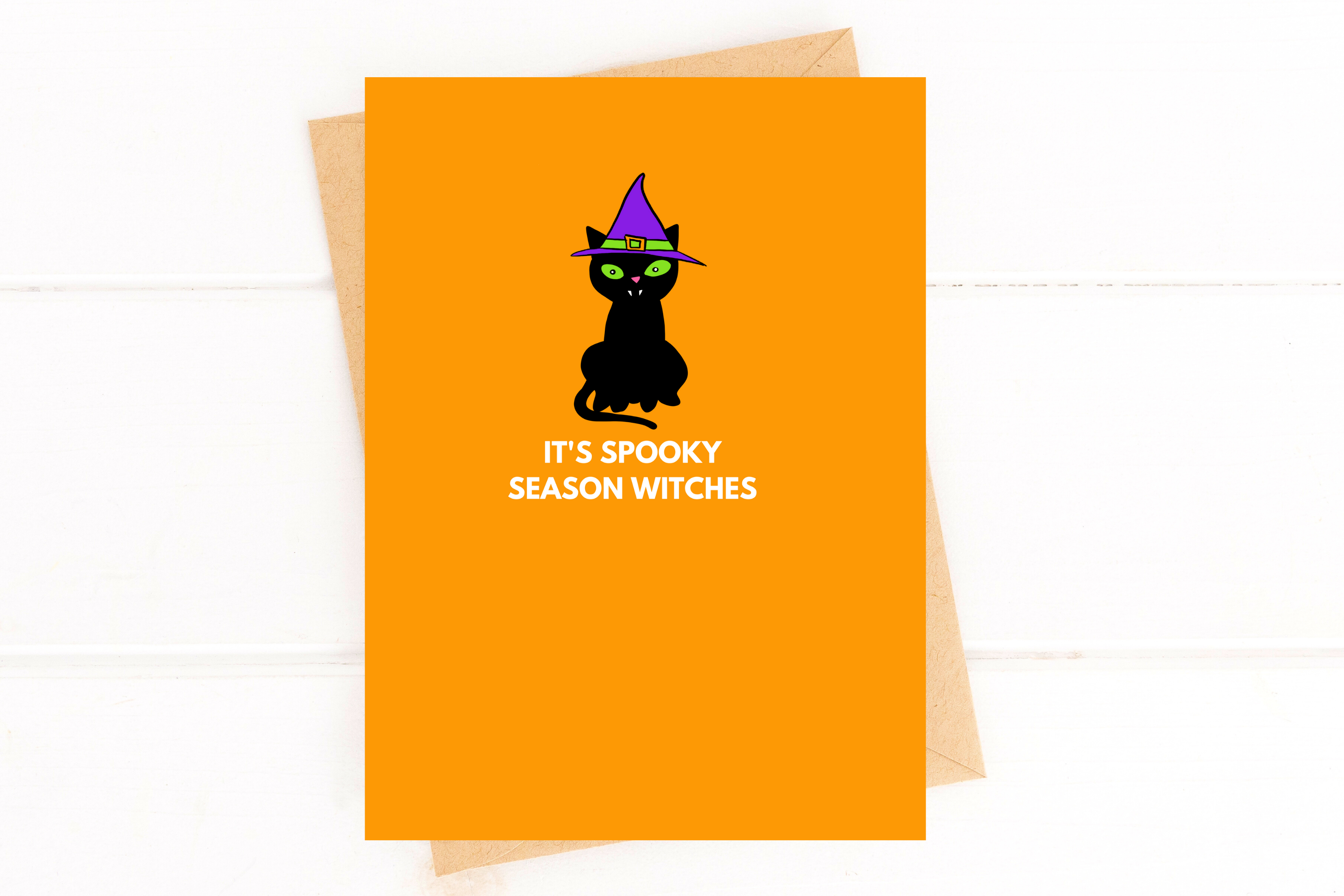 It's Spooky Season Witches Funny Halloween Card Black Cat Card