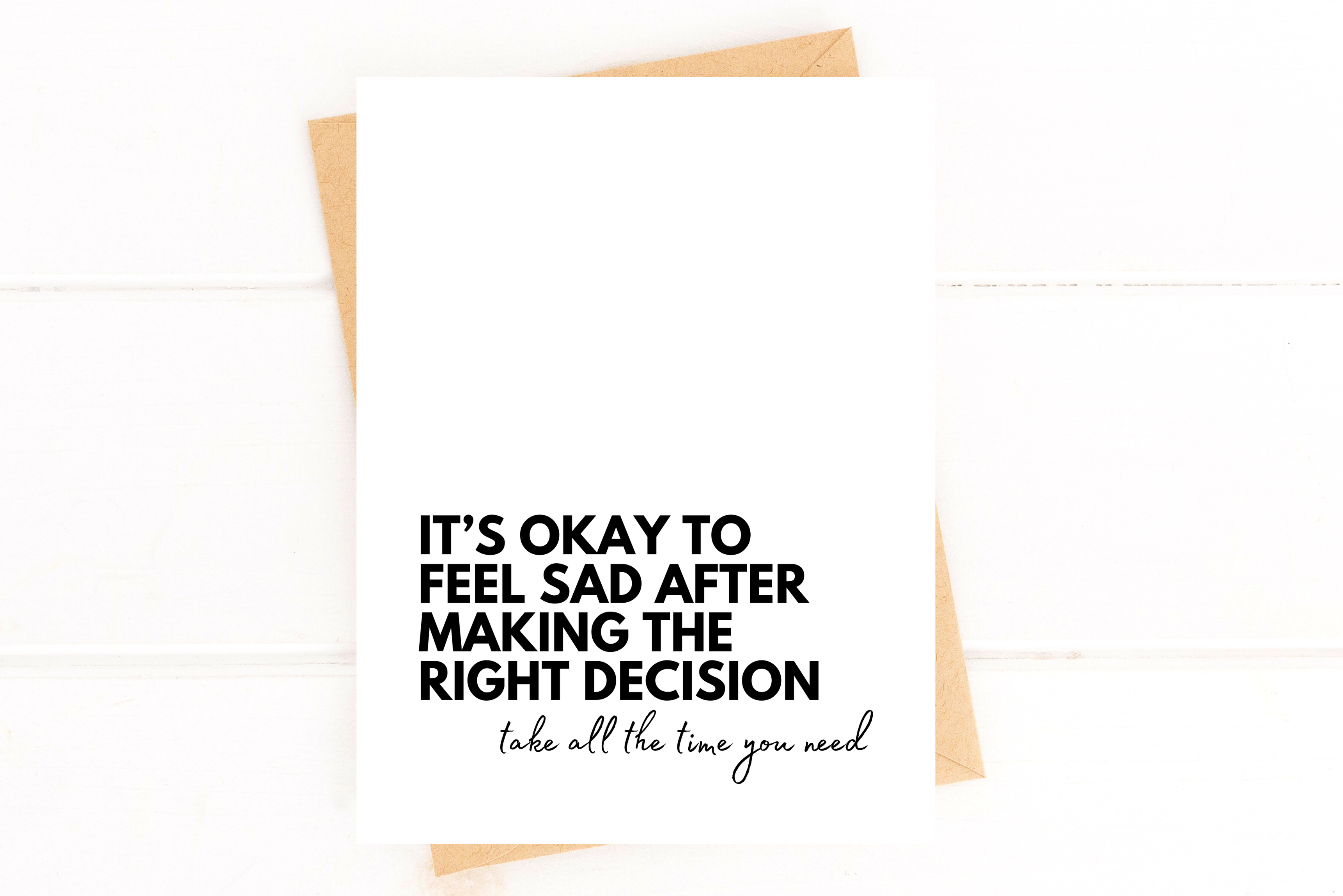 It's Okay to Feel Sad Divorce Card Breakup Encouragement