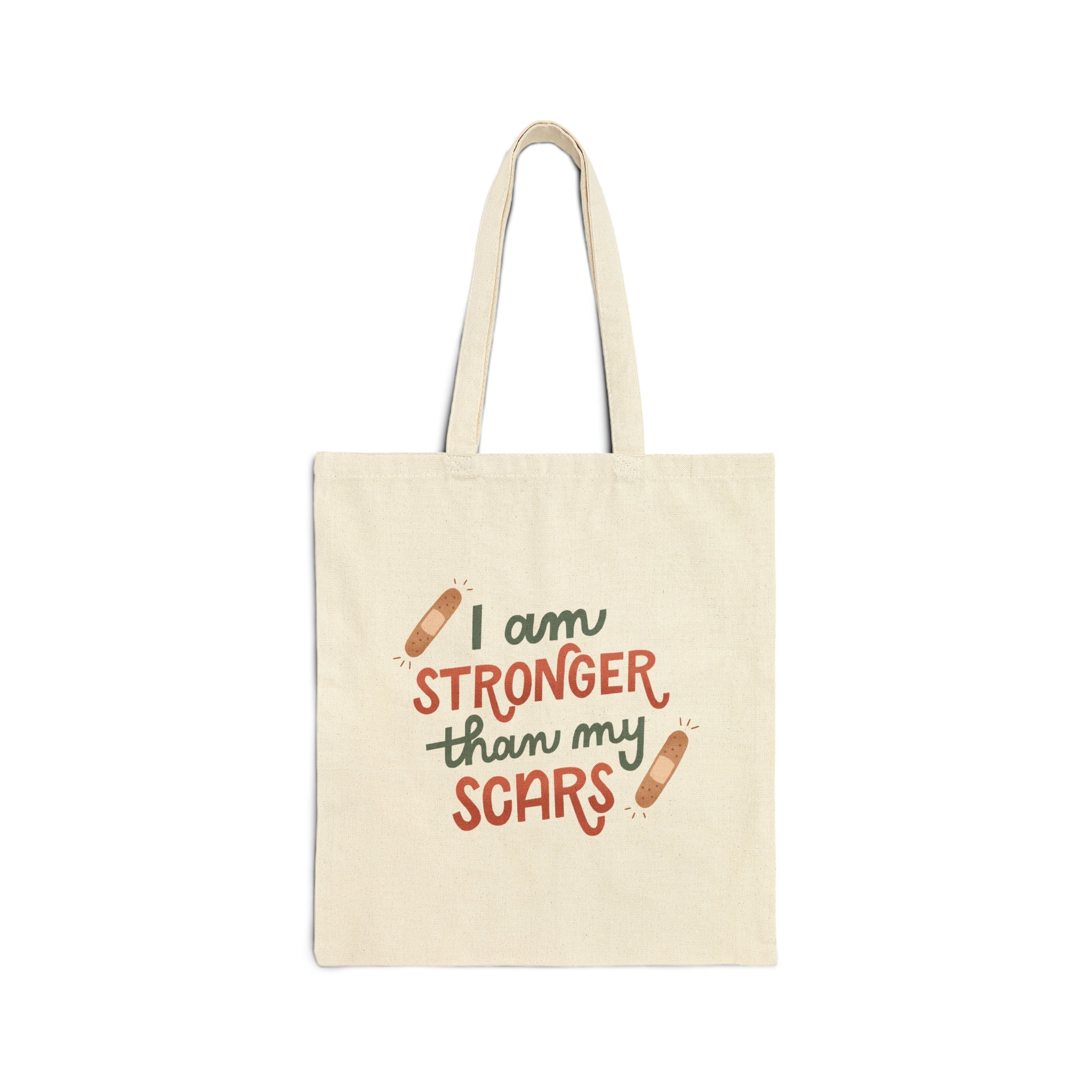Stronger than my Scars Cotton Canvas Tote Bag