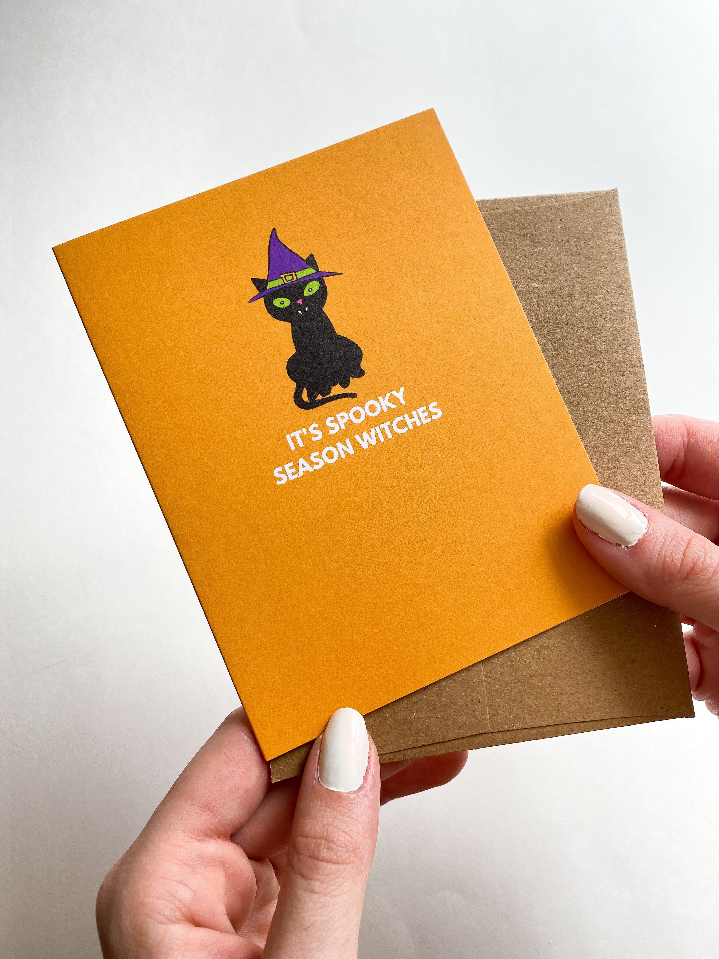 It's Spooky Season Witches Funny Halloween Card Black Cat Card
