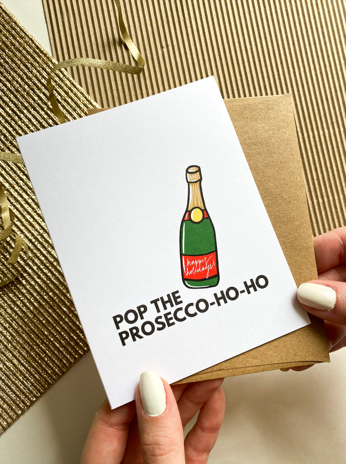 Pop the Prosecco-ho-ho Funny HolidayCard