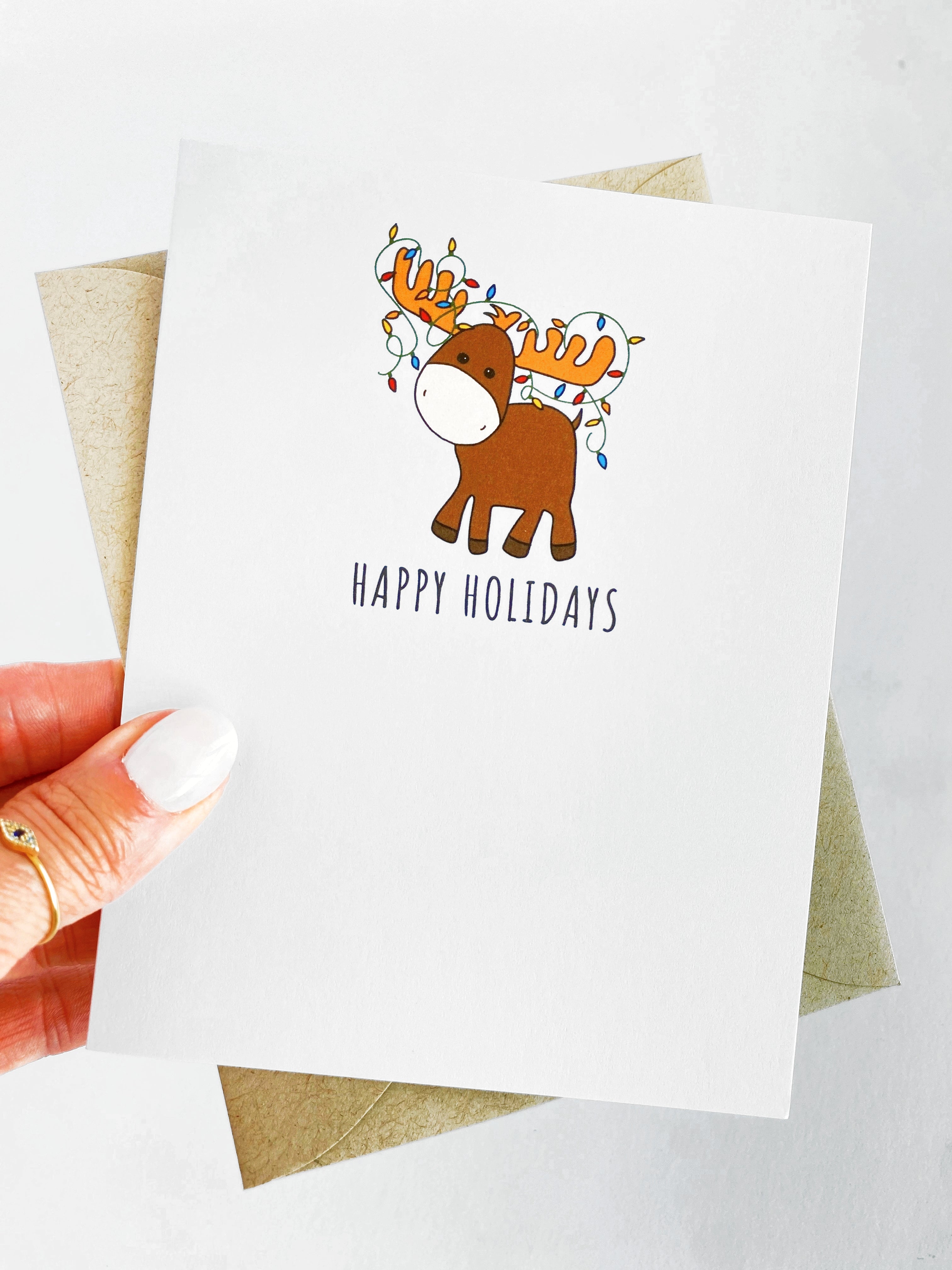 Moose Holiday Card Set, Moose Christmas Card, Unique Holiday Card