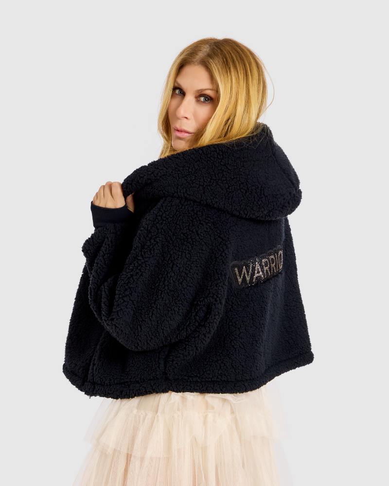The Warrior Effect™ by Jill Martin Bedazzled Logo Cropped Sherpa Lounger Jacket