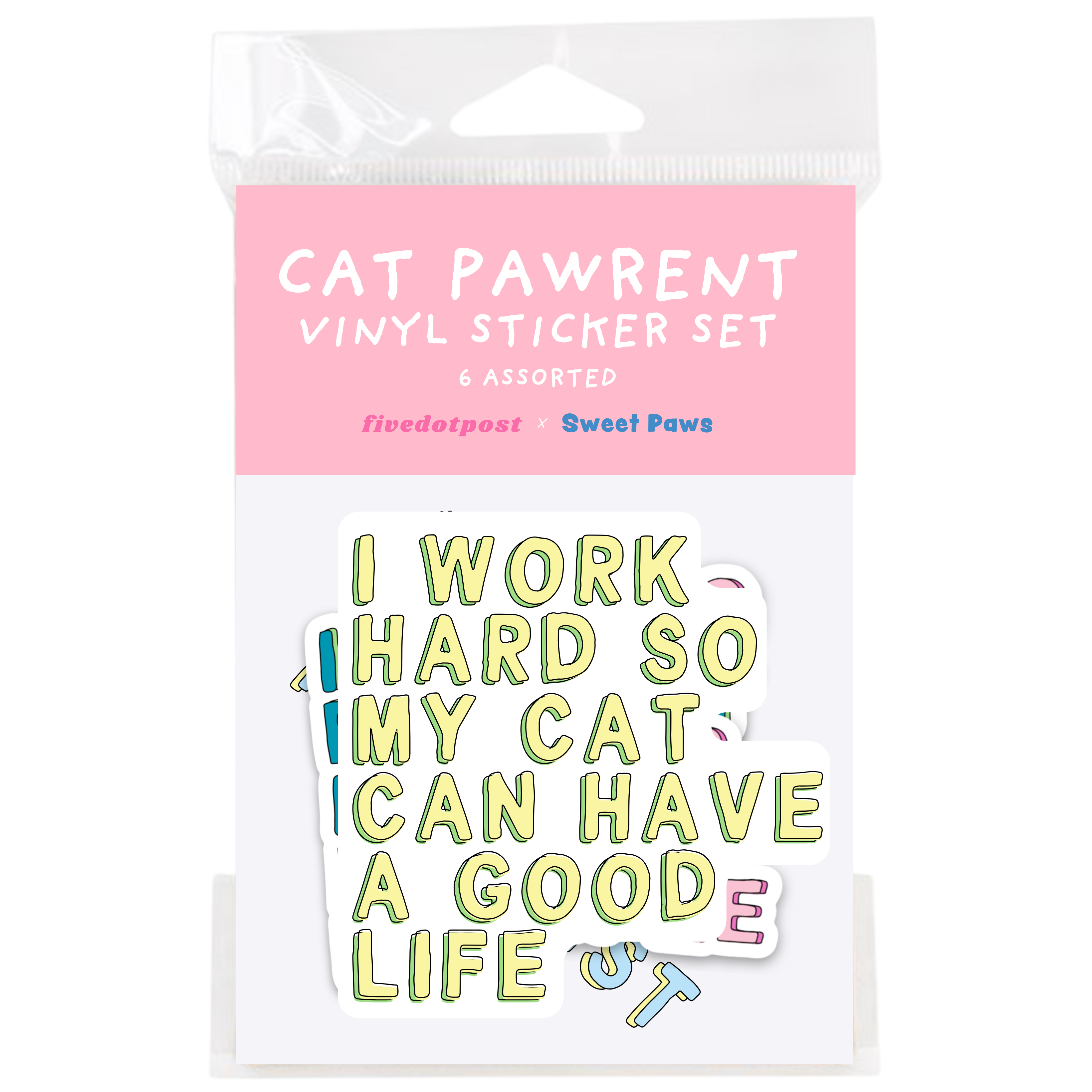 Cat Parent Vinyl Sticker Pack – Set of 6 Pet Owner Stickers