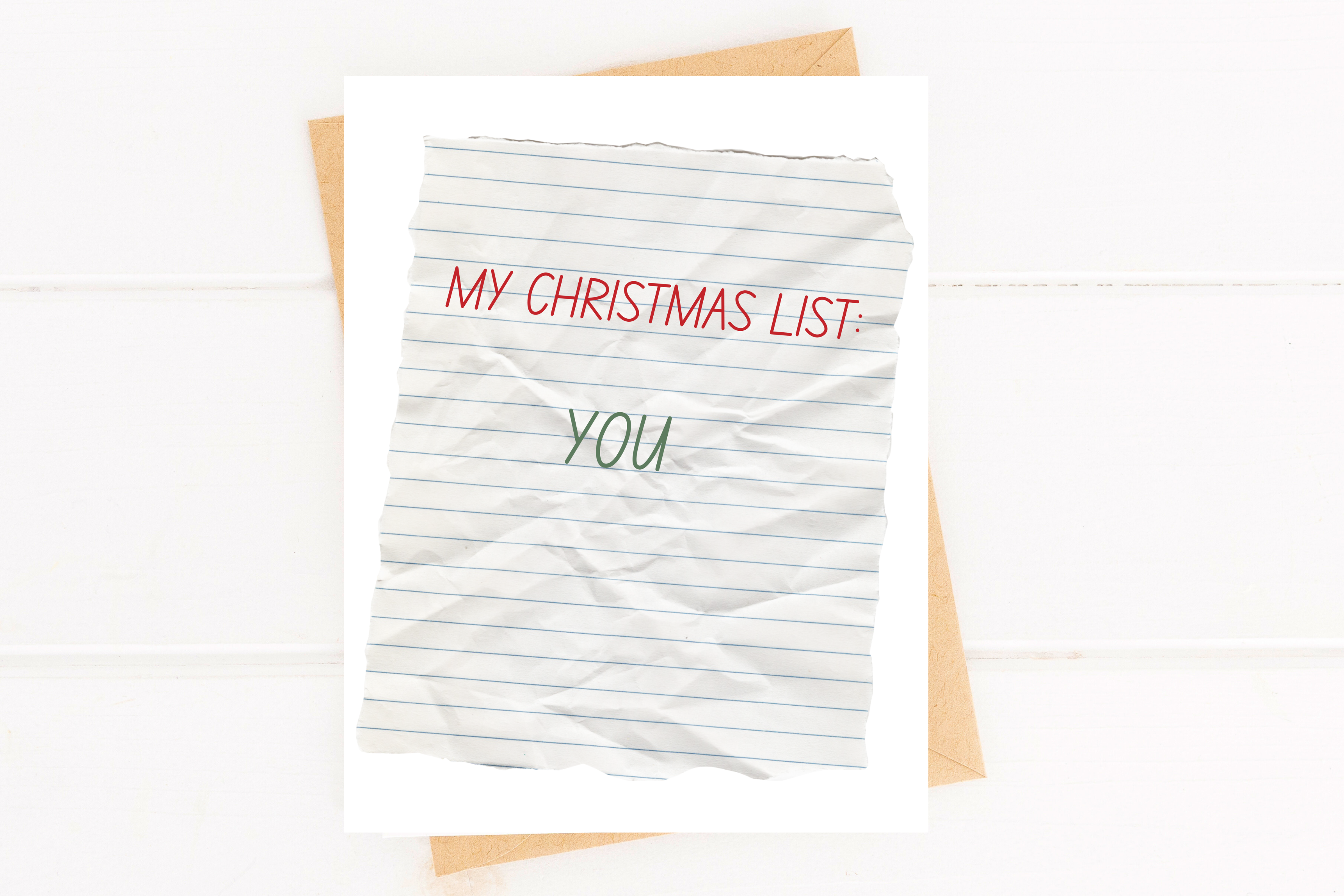 Christmas List Cute Holiday Card Romantic Christmas Card