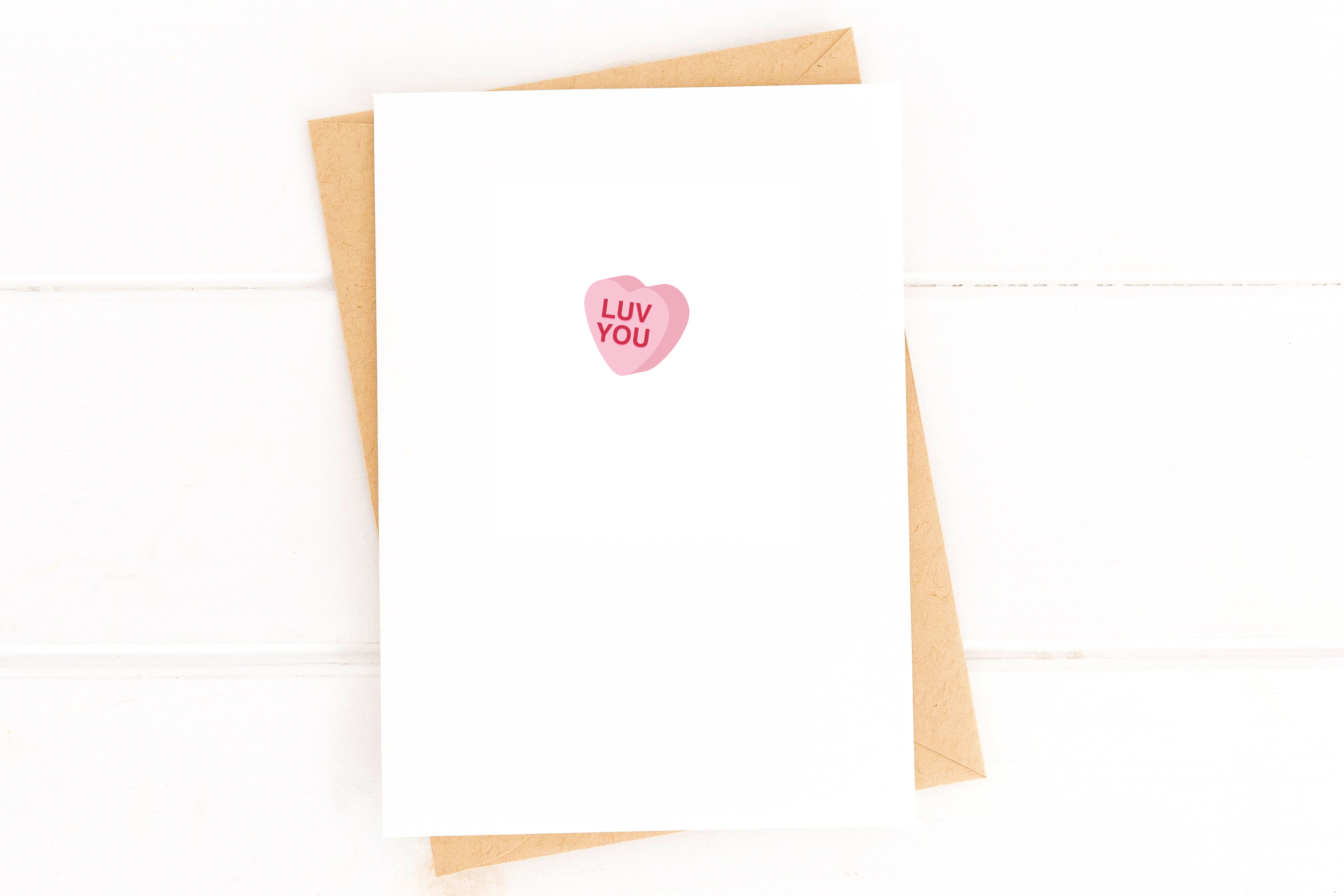 Luv You Candy Heart Valentine's Card Just Because Card Anniversary Card