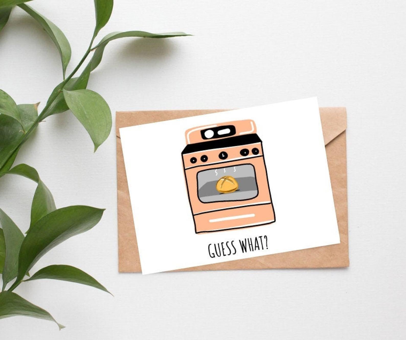Bun in the Oven Card Pregnancy Announcement Card, New Baby Card, New Mom