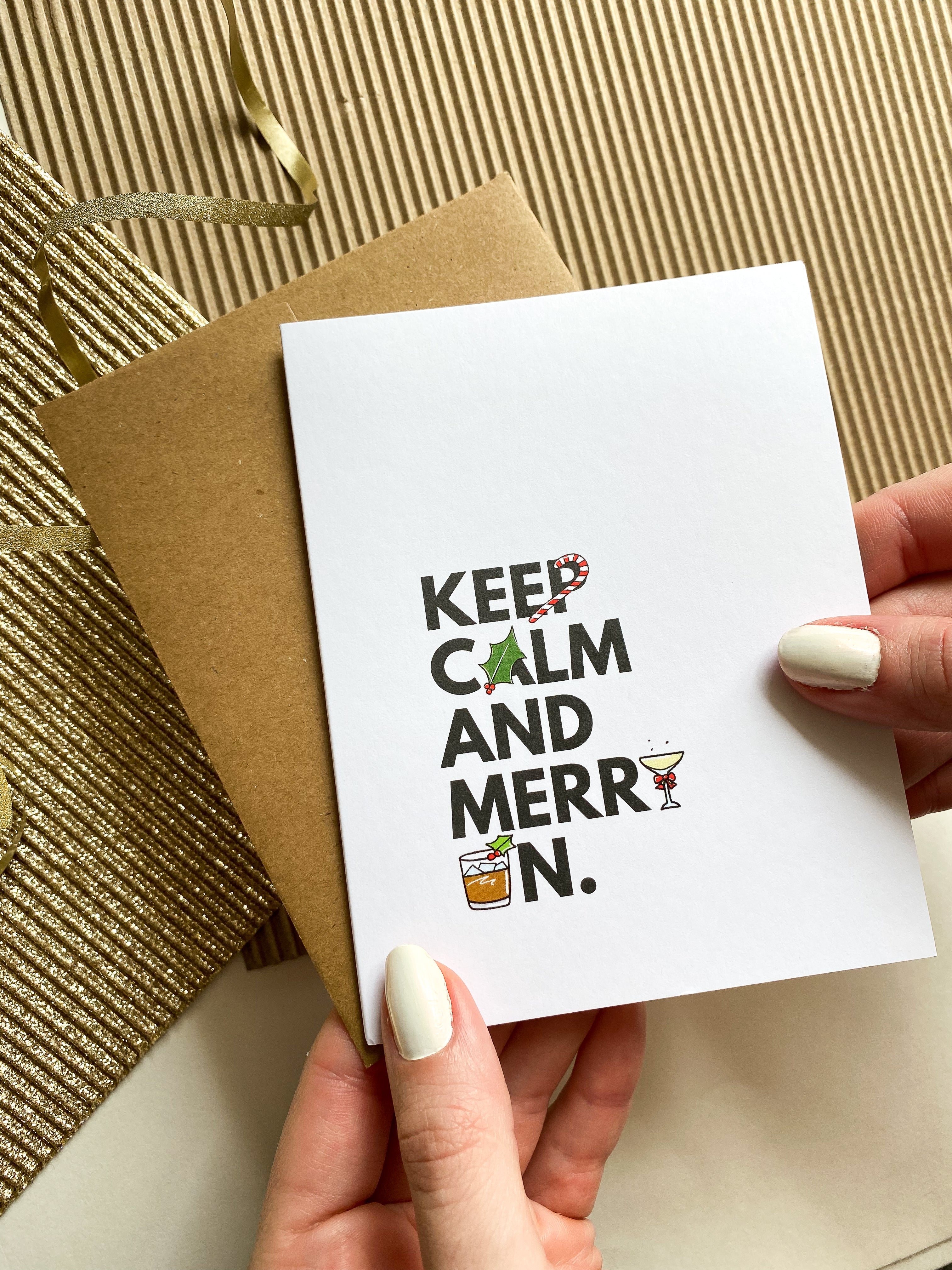 Keep Calm and Merry On Funny Christmas Card Cute Christmas Cards