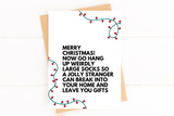 Large Socks and Jolly Stranger Funny Christmas Card