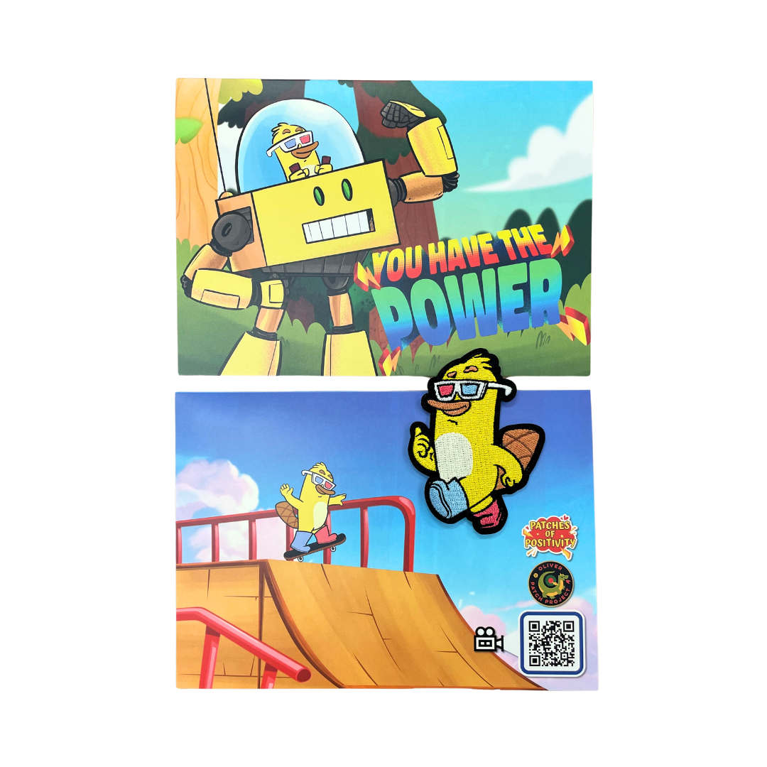 Cheddar You Have the Power Platypus POP Greeting Card with Patch