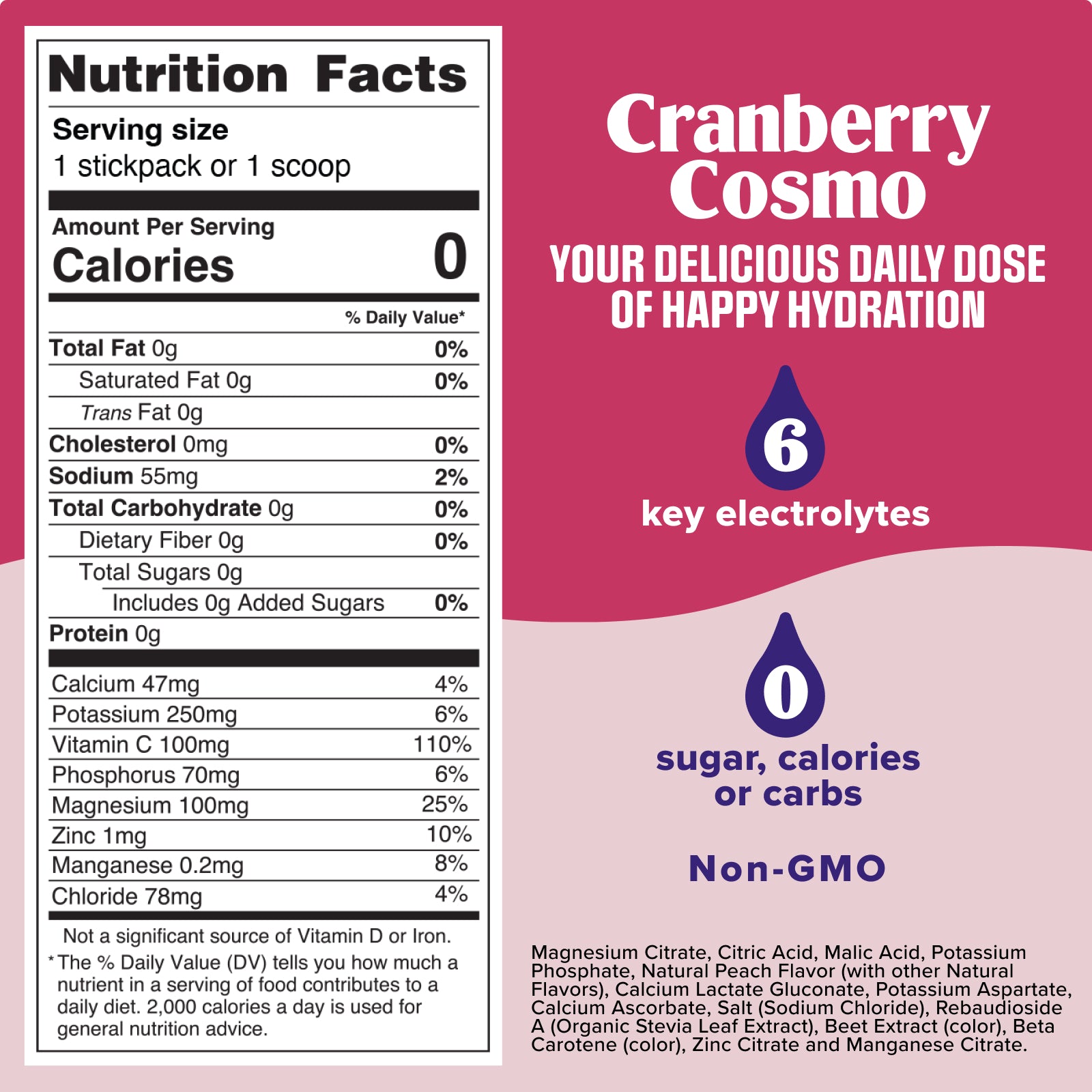 Cranberry Cosmo Mocktini electrolyte drink mix