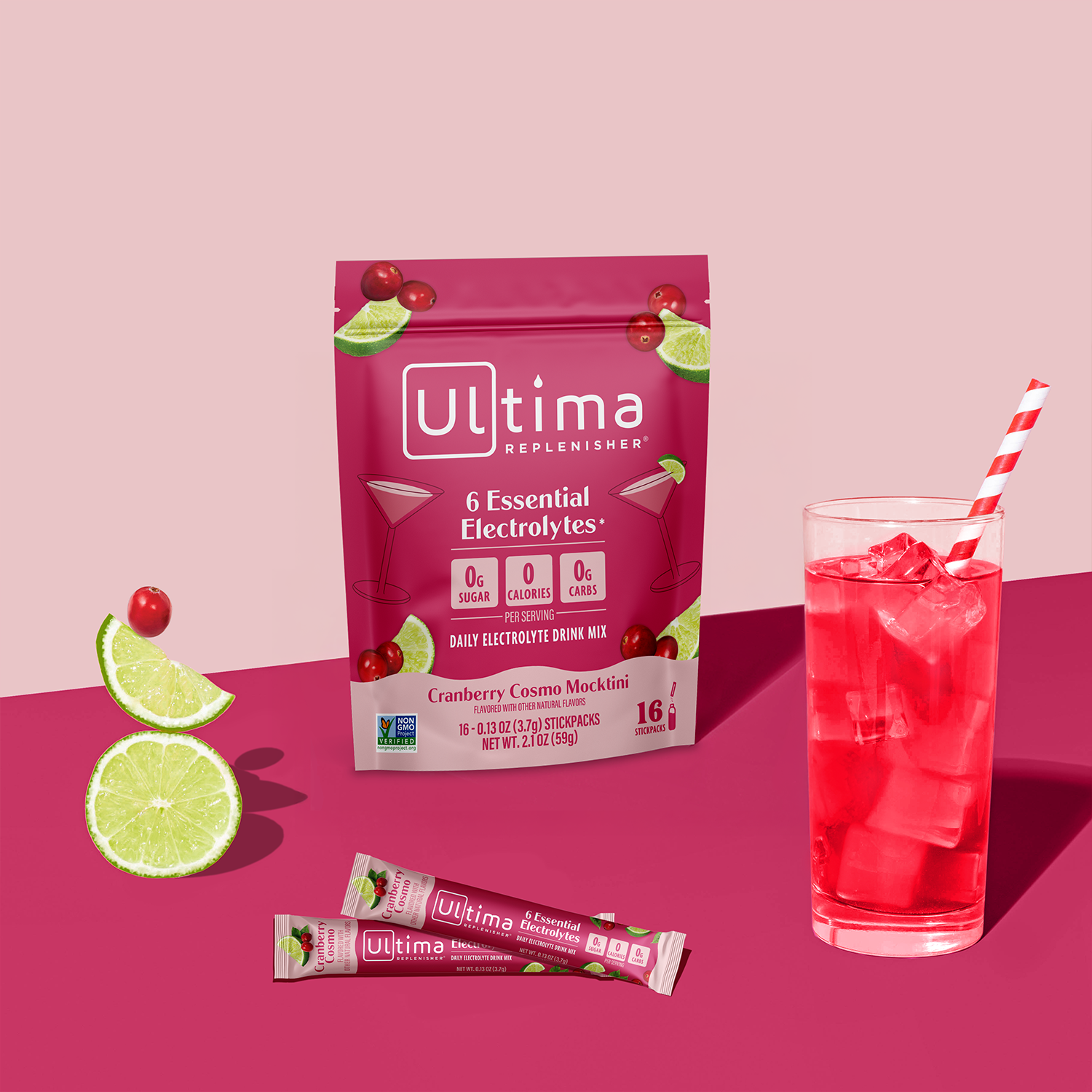 Cranberry Cosmo Mocktini electrolyte drink mix