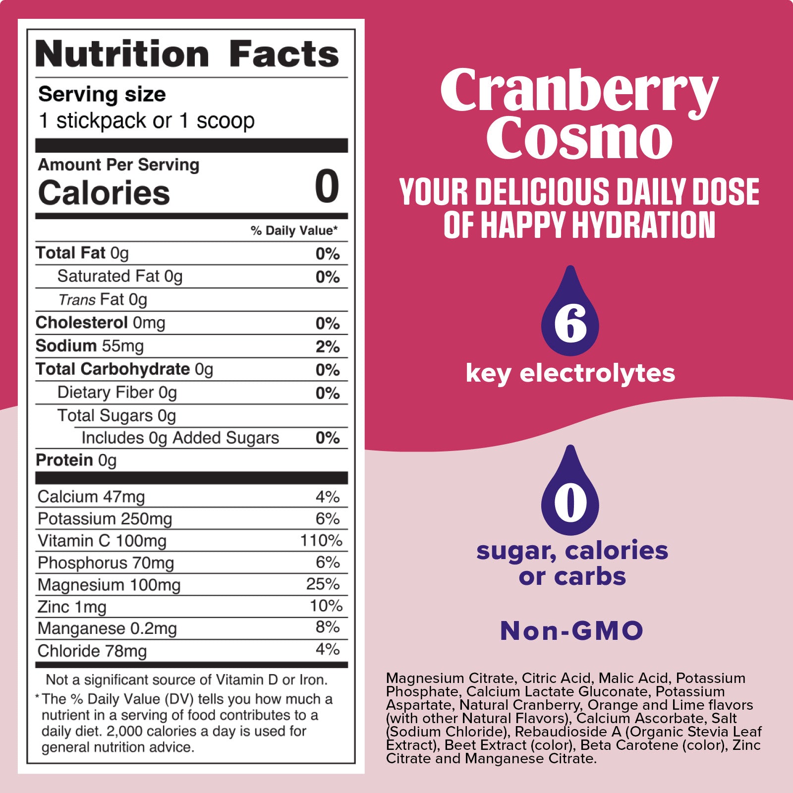 Cranberry Cosmo Mocktini Daily Electrolyte Drink Mix