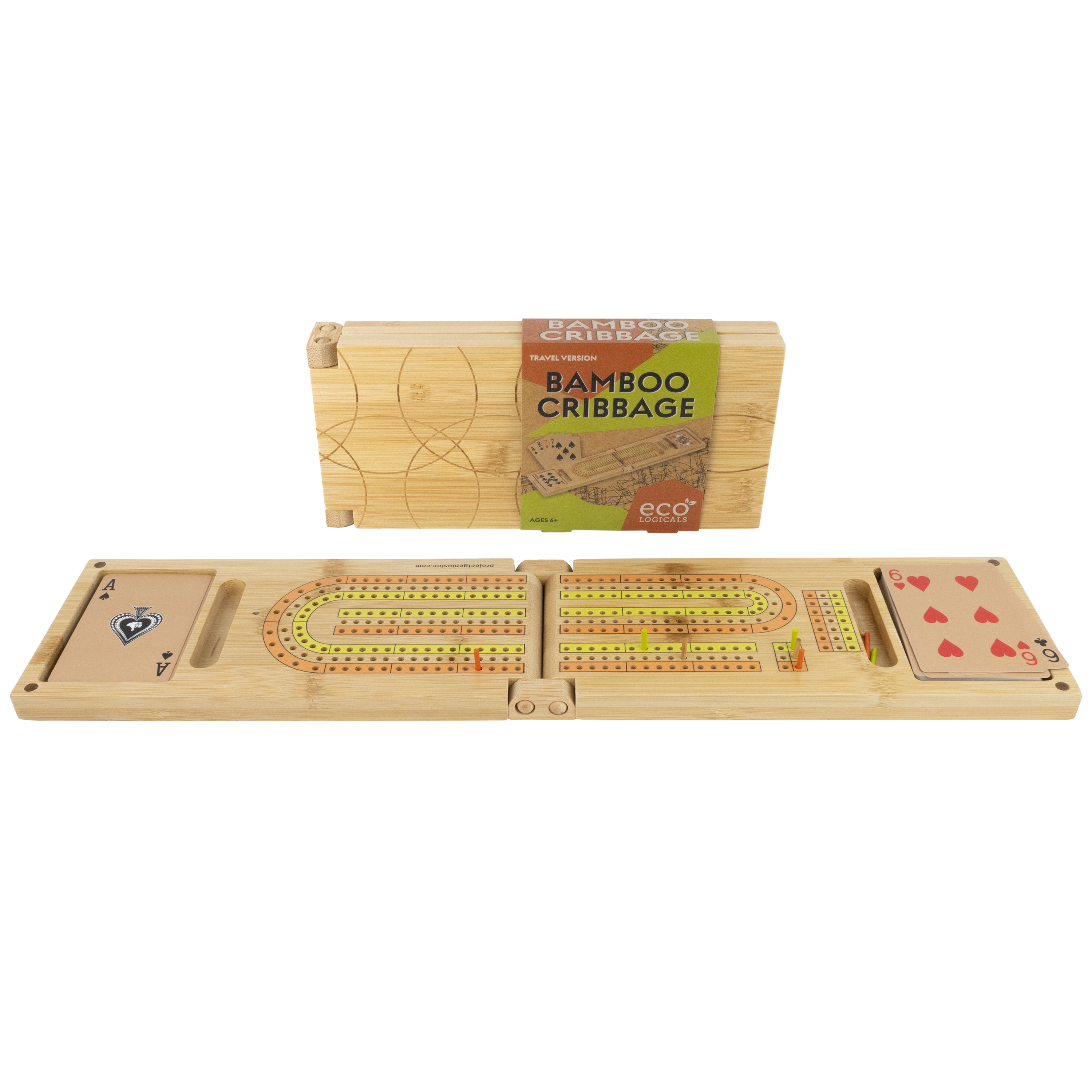 Bamboo Cribbage - Classic Card Game in a Travel-sized Version