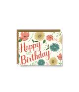 Illustrated Floral Birthday Greeting Card