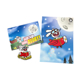 Fly to the Moon Bunny Airplane POP Greeting Card with Patch