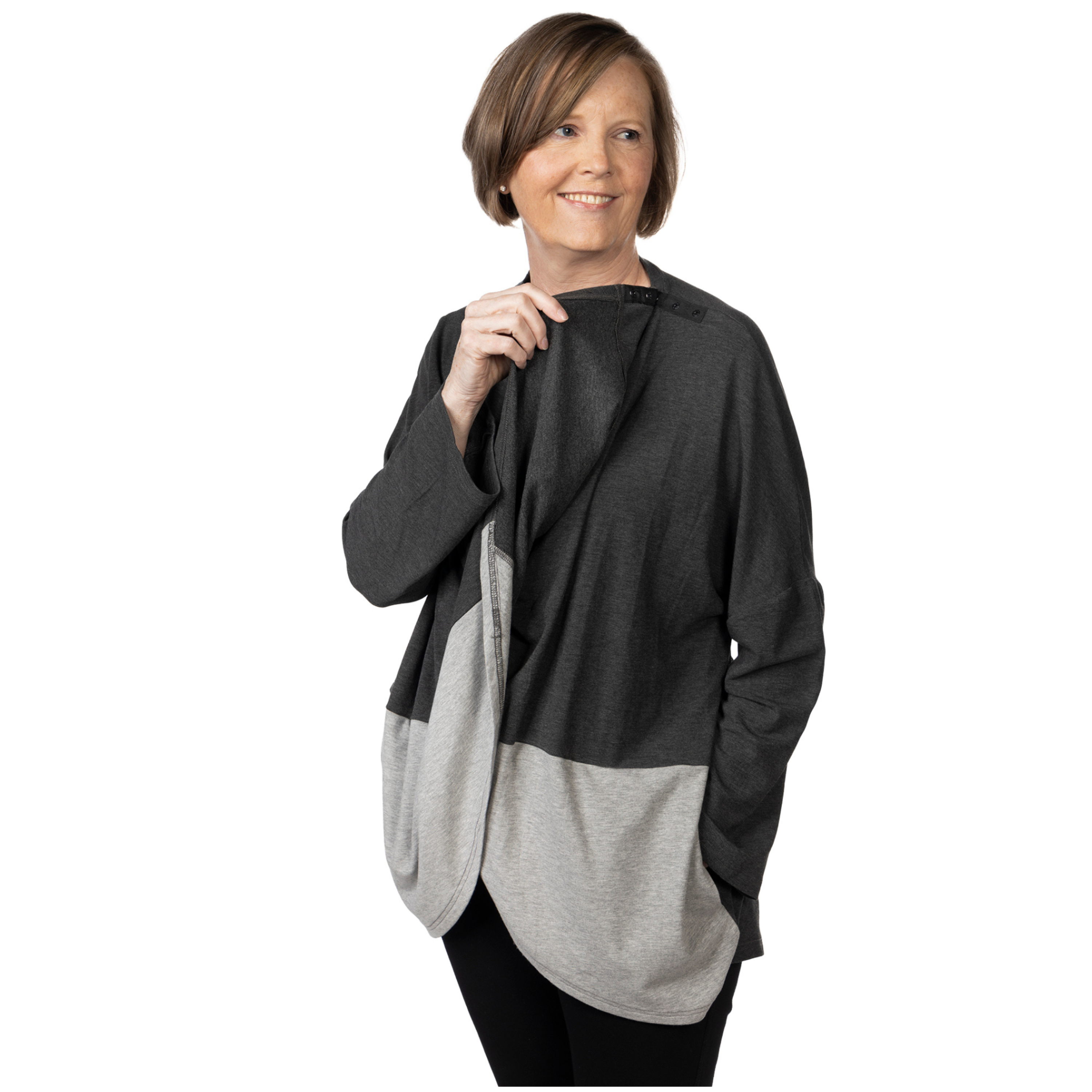 Colorblock Wrap Shirt with Drain Pockets