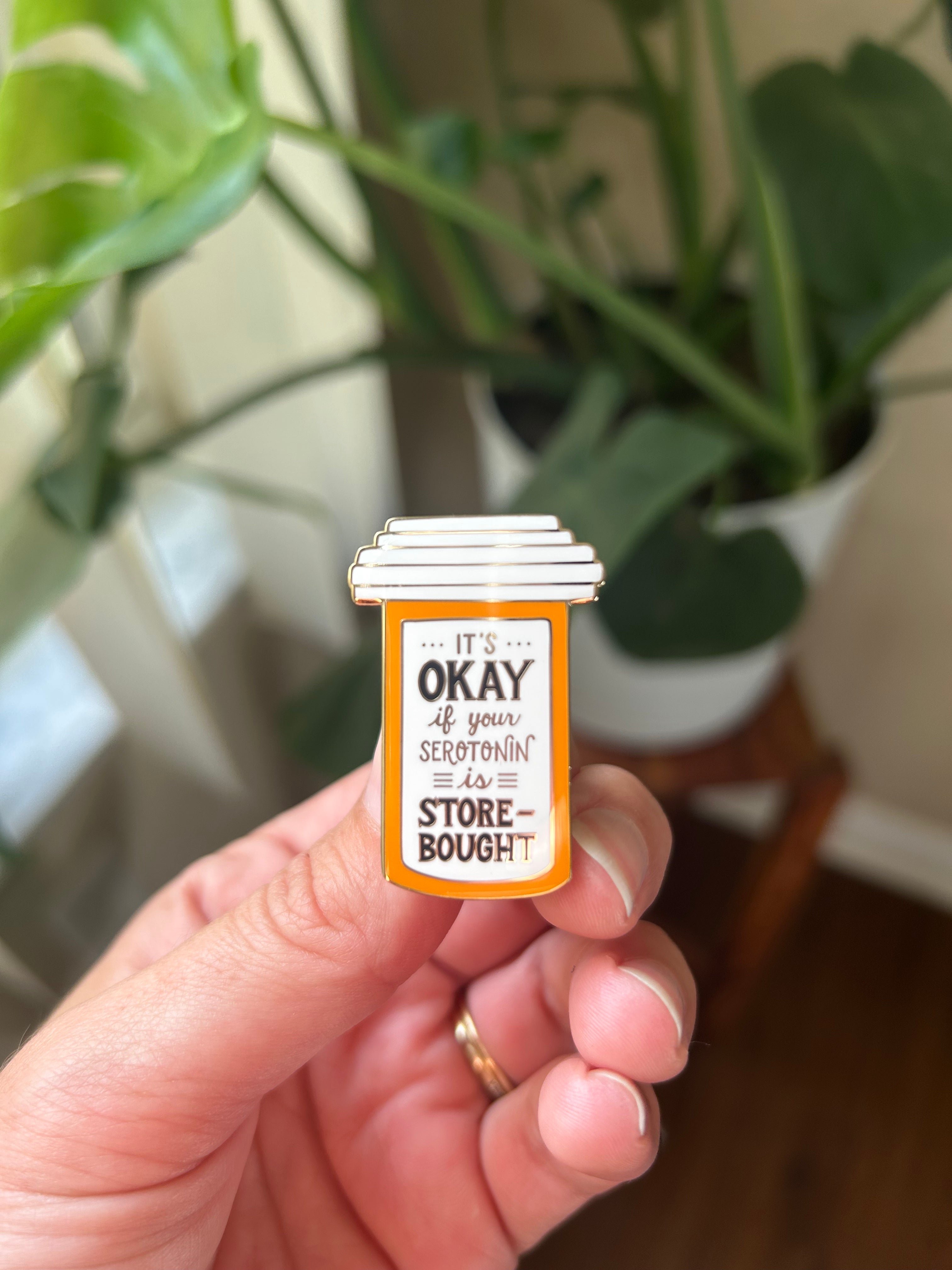 Serotonin Mental Health Gold-Plated Enamel Pin