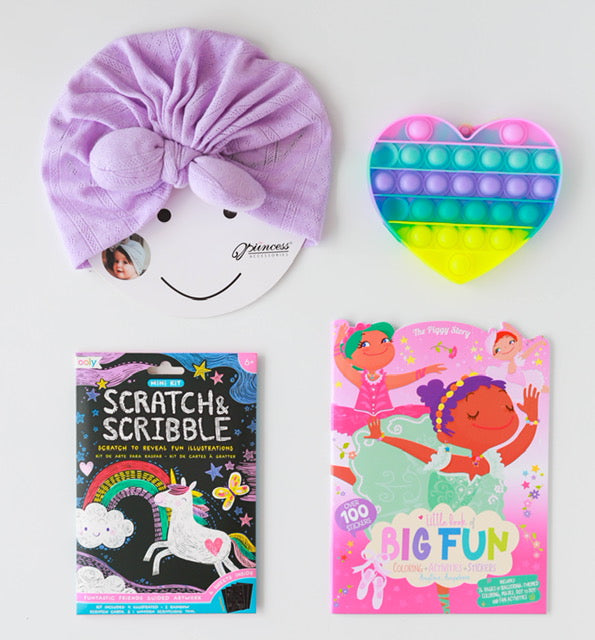 GIRLS MINI LITTLE FIGHTER KIT - Cancer Care Package for child - Childhood cancer gift - Pediatric Cancer Gift - Children Cancer Gift