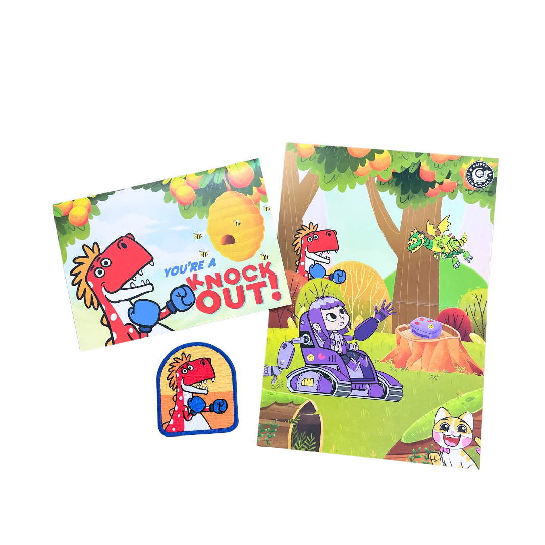 Knock Out Dino POP Greeting Card with Patch