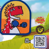 Knock Out Dino POP Greeting Card with Patch