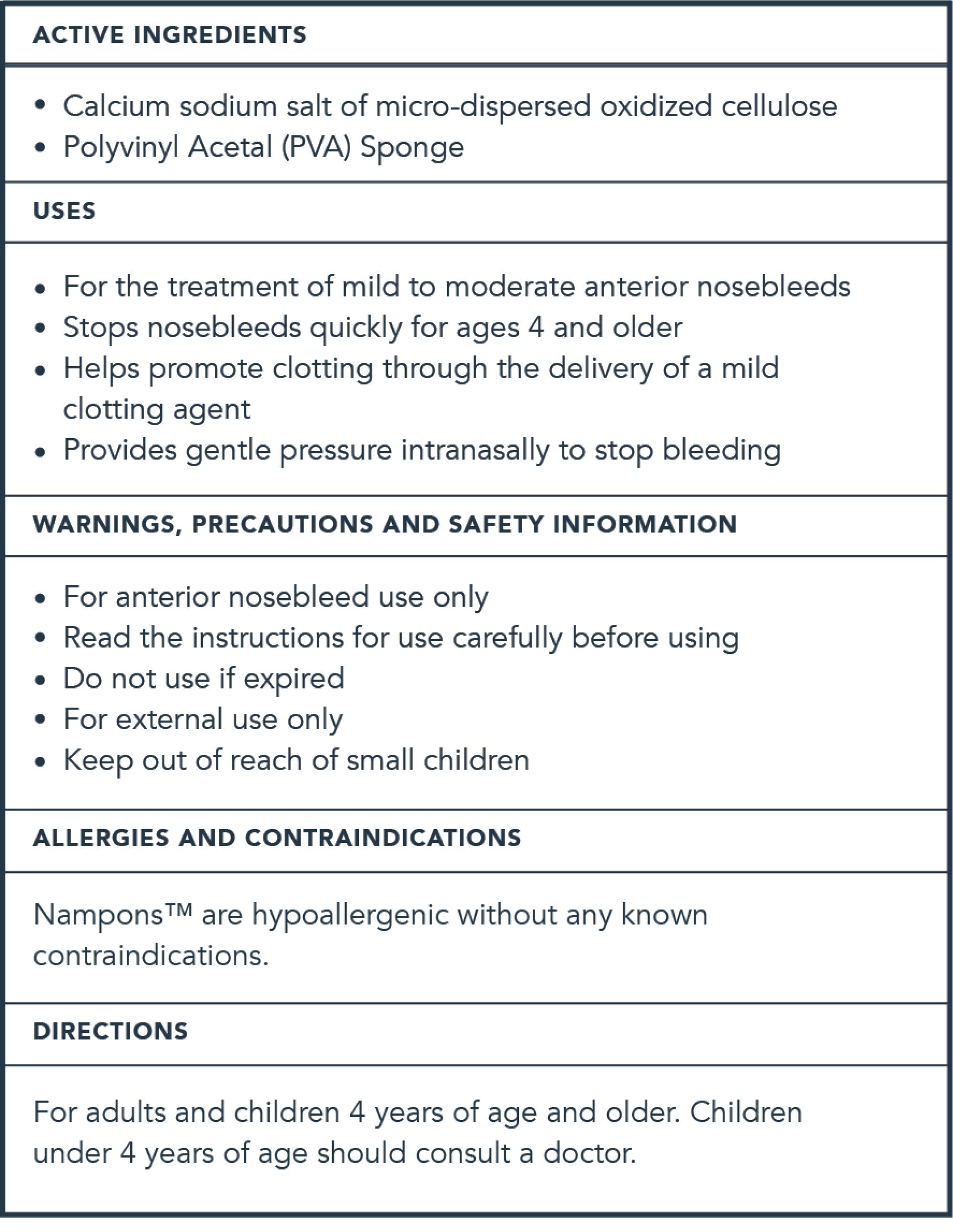 Nampons™ for Nosebleeds