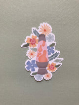 Retro Floral Illustration Lava Lamp Sticker