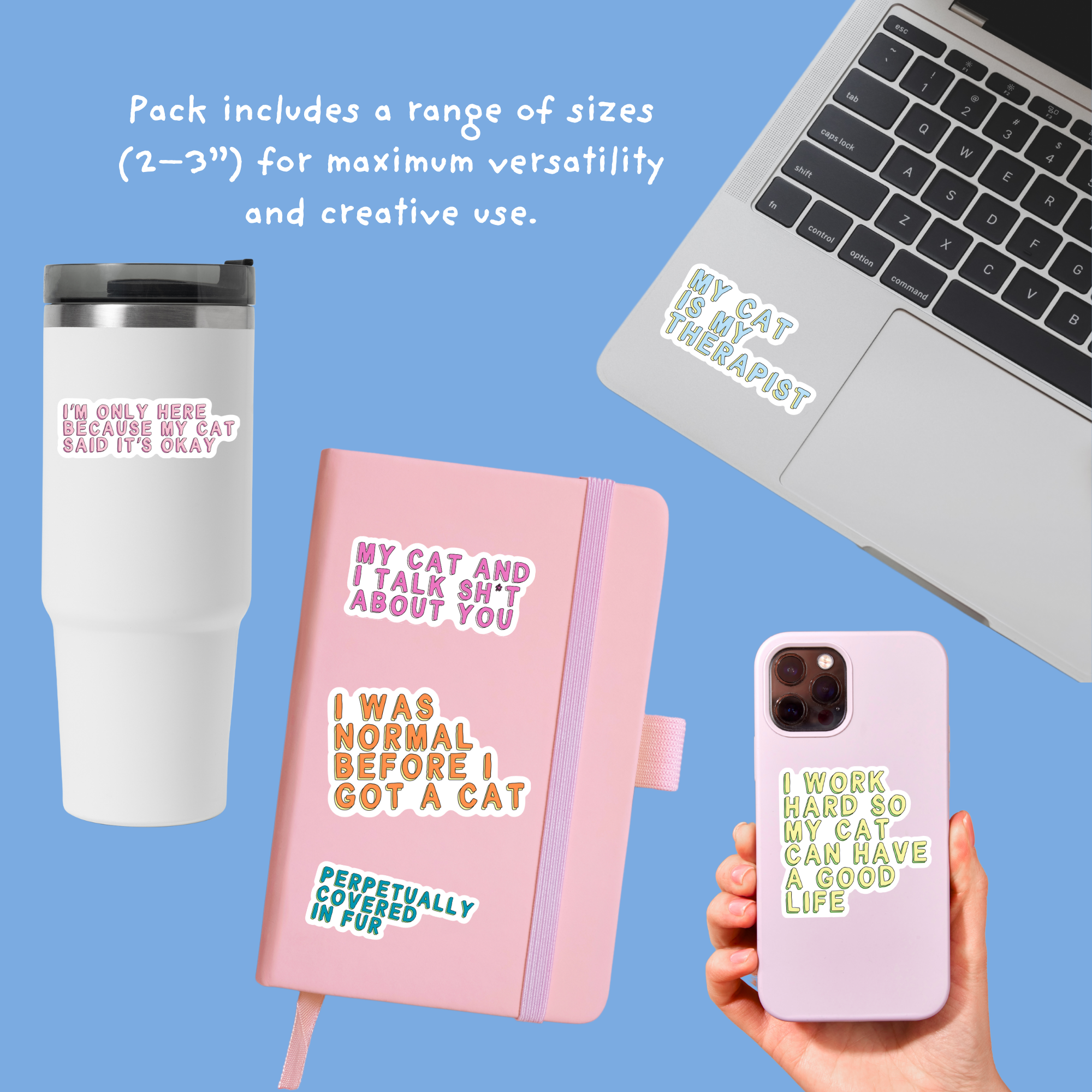 Cat Parent Vinyl Sticker Pack – Set of 6 Pet Owner Stickers
